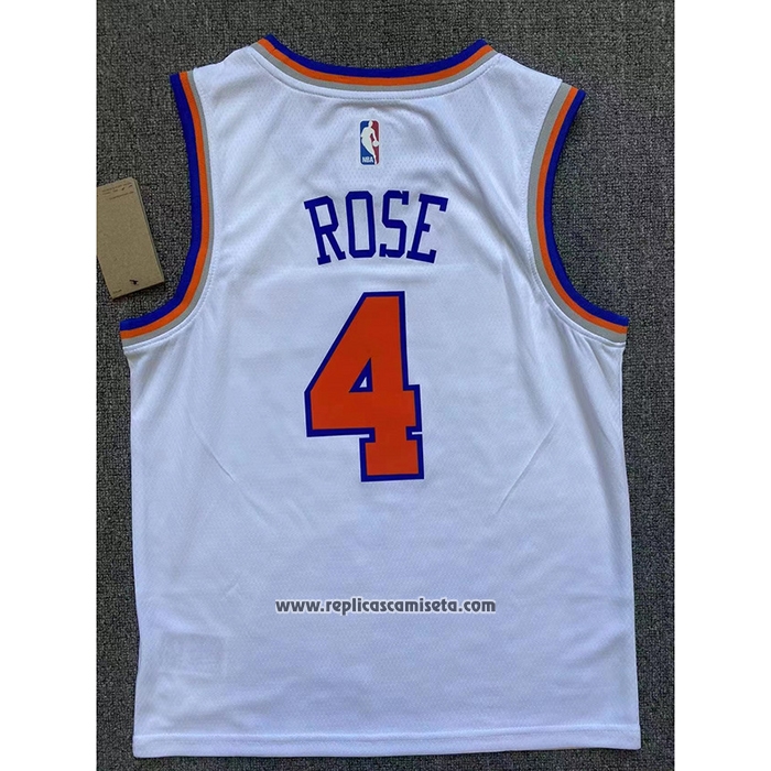 Camiseta Nino New York Knicks Derrick Rose #4 Association Blanco